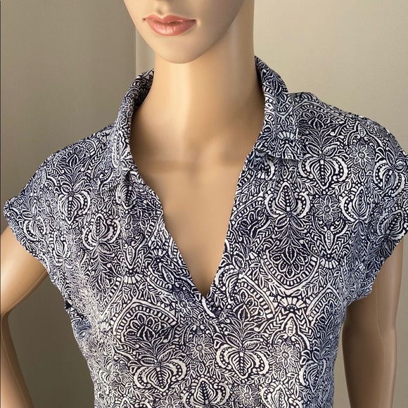 Blue Patterned Women's Top - Picture 2 of 5